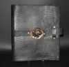 Leather Black Album Portfolio Cover Bronze Rhino Medallion - Cultures International From Africa To Your Home
