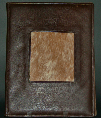 Leather Portfolio Brown With Nguni Hide Inlay - Cultures International From Africa To Your Home