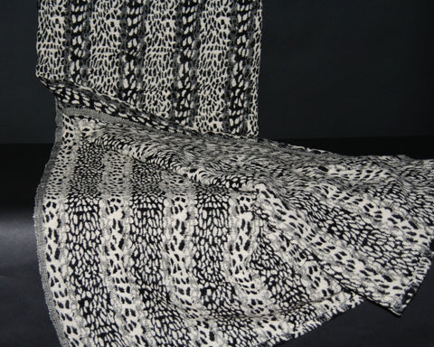 African Leopard Design Blanket Black and White Hand Woven Cotton 70" X 98"