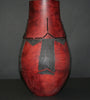 African Clay Red Black Vase Tribal Design Black Beads Handcrafted  13" H X 9" W - Cultures International From Africa To Your Home