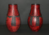African Clay Red Black Vase Tribal Design Black Beads Handcrafted  13" H X 9" W - Cultures International From Africa To Your Home