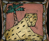 Gold Leopard Palm TreePillow Cover/Wall Art Hand Painted in South Africa 18.5" X 18.5" - Cultures International From Africa To Your Home