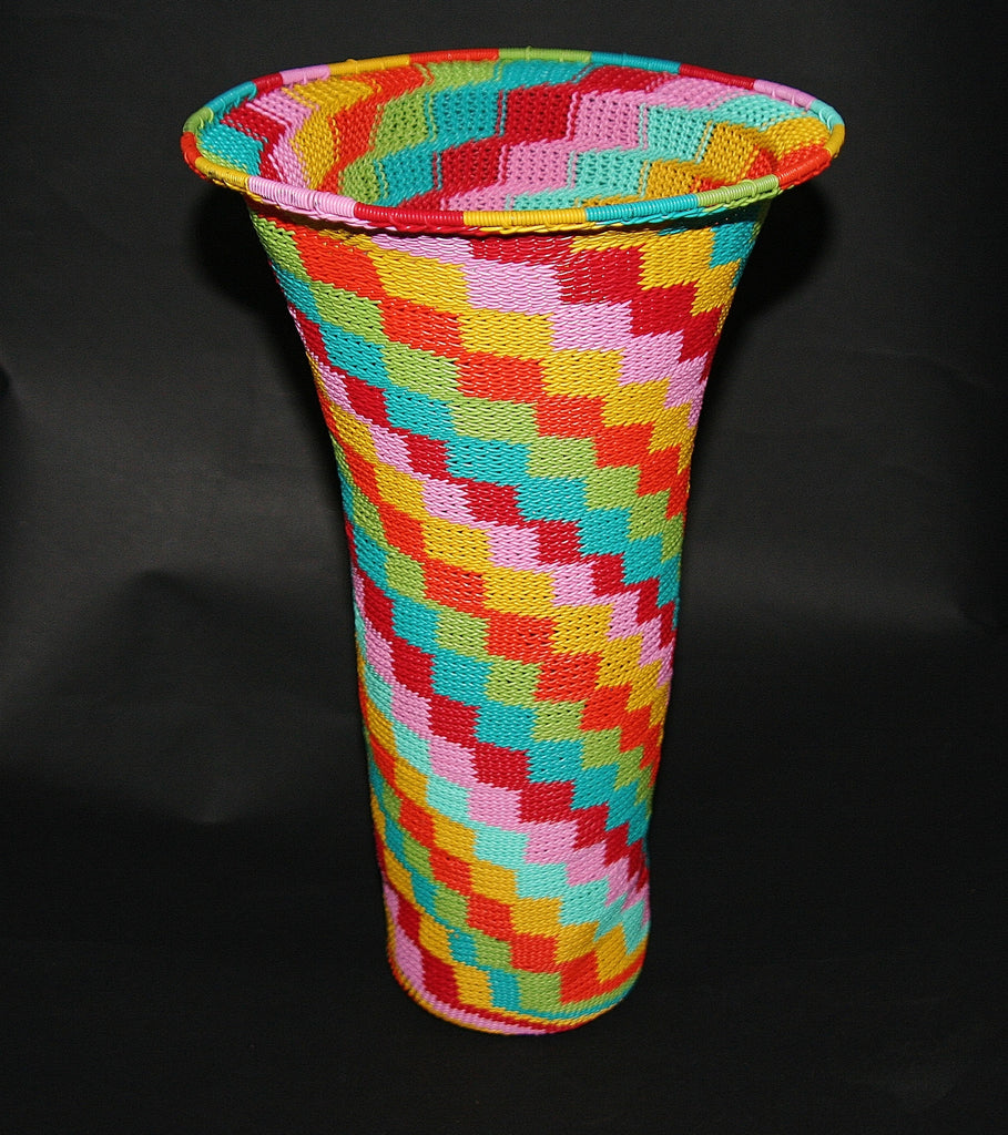 African Telephone Wire Vase -  Candy Colors - 12.25" H - Cultures International From Africa To Your Home