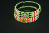 African Zulu Beaded Green Red Cuff Bracelet - Cultures International From Africa To Your Home
