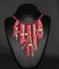 African Choker Beaded Cascade Necklace Burgundy Orange White Beads - Cultures International From Africa To Your Home