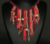 African Choker Beaded Cascade Necklace Burgundy Orange White Beads - Cultures International From Africa To Your Home