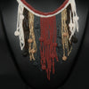 African Choker Beaded Cascade Necklace Brown White Gray Gold Beads - Cultures International From Africa To Your Home