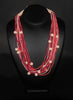 African Seed Bead Woven Necklace Orange Burgundy Pearl - Cultures International From Africa To Your Home