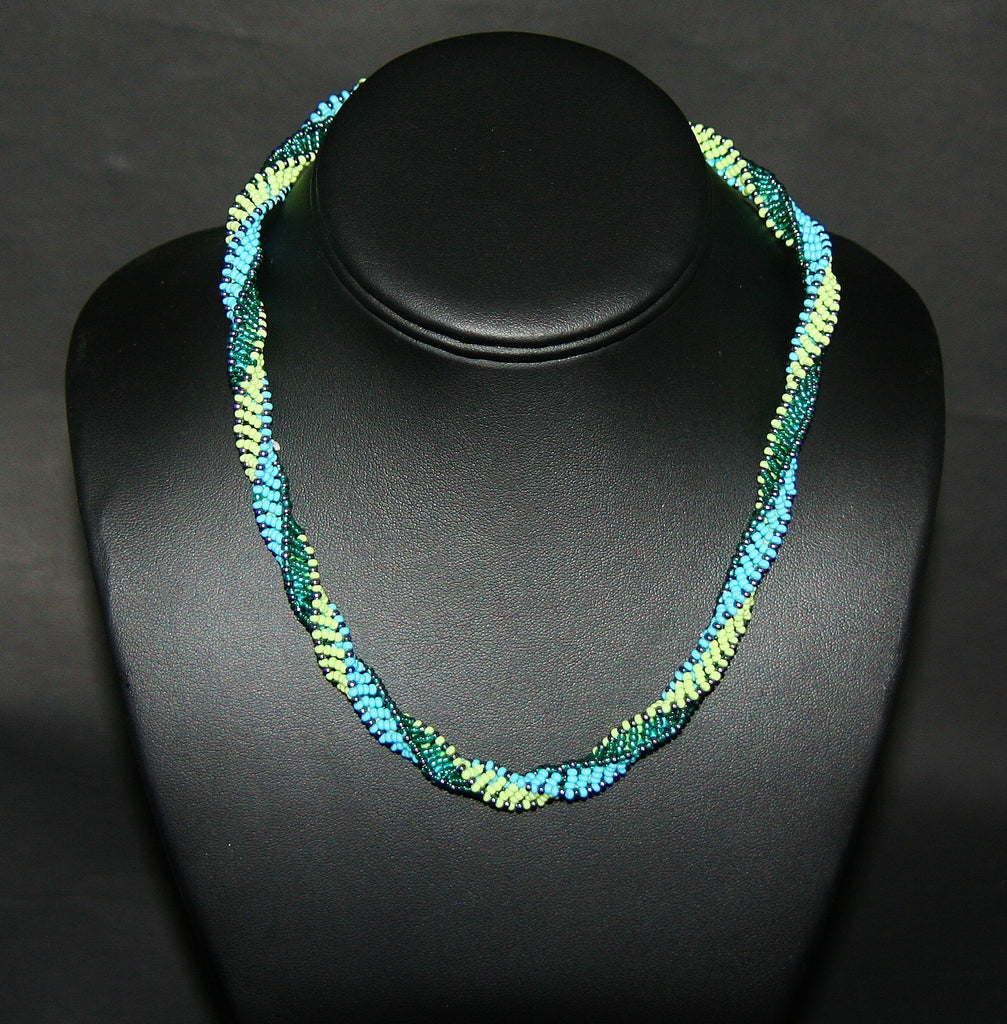 African Bead Spiral Twist Necklace Turquoise Blue Green - Cultures International From Africa To Your Home