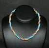 African Bead Spiral Twist Necklace Blue White Brown Colors - Cultures International From Africa To Your Home