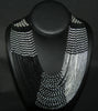 African Tribal Beaded Waterfall Necklace Black and Silver Matching Bracelet - Cultures International From Africa To Your Home