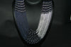 African Beaded Waterfall Necklace Graphite Black Silver Colors Matching Bracelet - Cultures International From Africa To Your Home