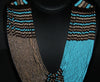 African Tribal Beaded Waterfall Blue Pearl Burgundy Taffy Colors - Cultures International From Africa To Your Home