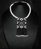 African Love Letter Beaded Necklace Black on White Beaded Fringe - Cultures International From Africa To Your Home