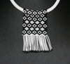 African Love Letter Beaded Necklace Black & White on White Bead Choker - Cultures International From Africa To Your Home