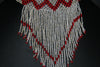 African Beaded Choker Necklace Red White/Silver Chevron Design Swaziland - Cultures International From Africa To Your Home