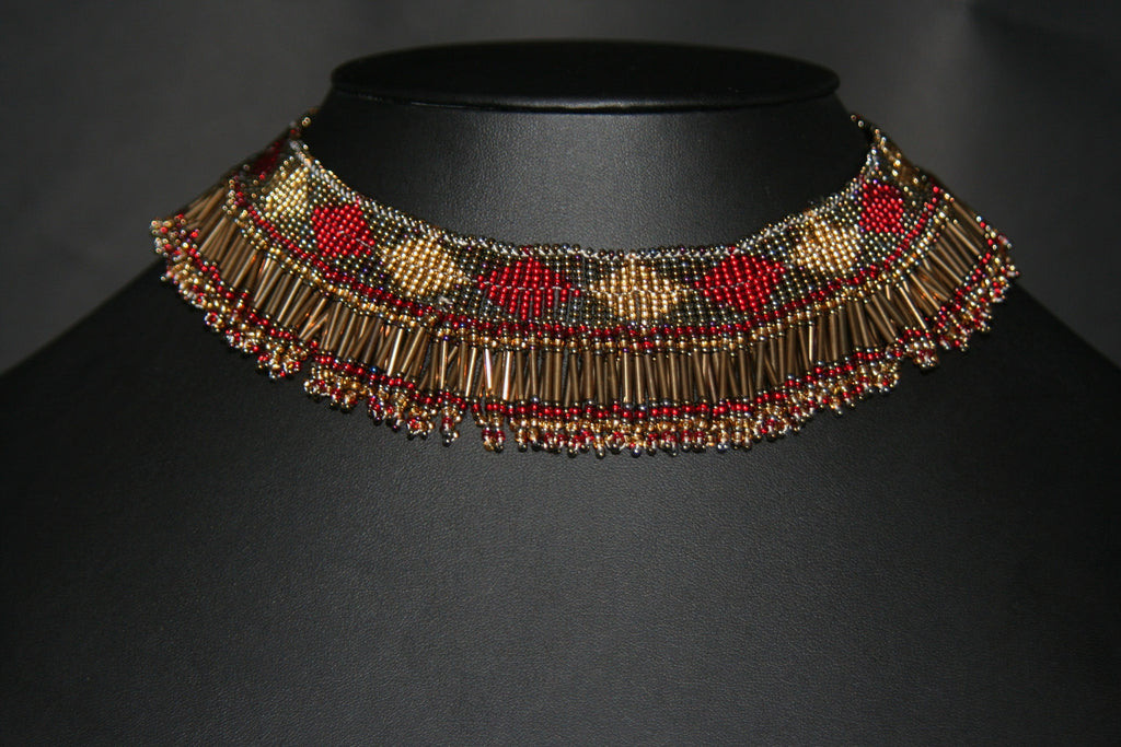 Tribal Silver Coins African Beaded Necklace