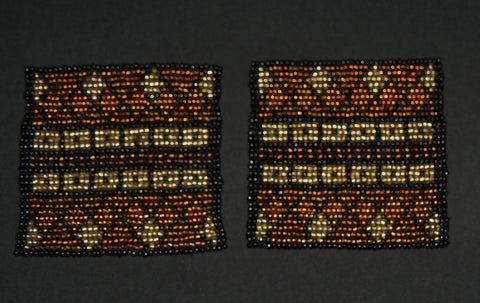 Beaded Coasters Handmade South Africa Set of 2 Tribal Design Copper Gold Black