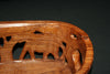 African Bowl Elephant Leopard Rhino Carved Olive Wood Handcrafted in Zimbabwe 16.5" L - Cultures International From Africa To Your Home