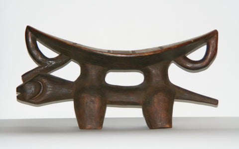 African Headrest Dogon Zoomorphic Stool Carved in Mali, West Africa