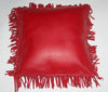 Authentic Full Grain Leather and Suede Fringed Pillow Lipstick Red - Cultures International From Africa To Your Home