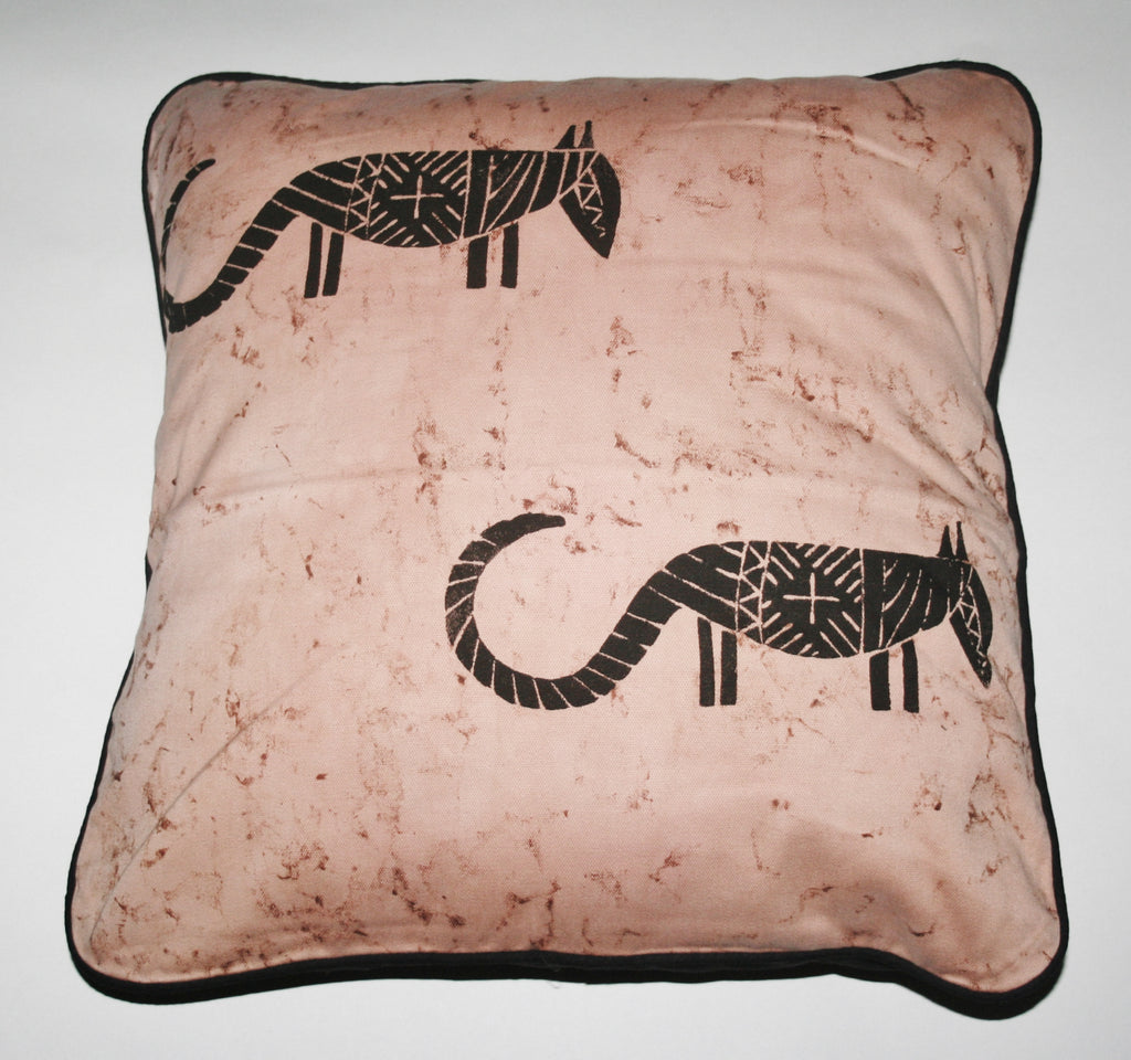 Tribal African Pillow Bushman Iguana Twins 16" X 16" - Cultures International From Africa To Your Home