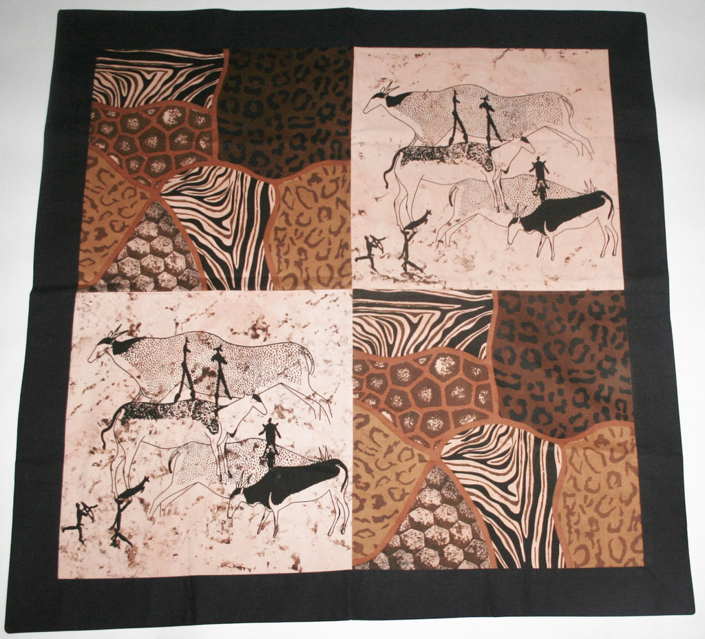 Pillow Bushman Large Brown Black African Wildlife 35" X 35" - Cultures International From Africa To Your Home