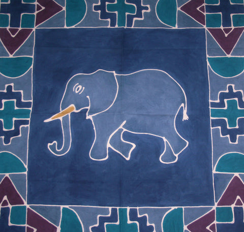 Elephant Tribal Table Overlay Hand Painted Wall Hanging 29" X 29"