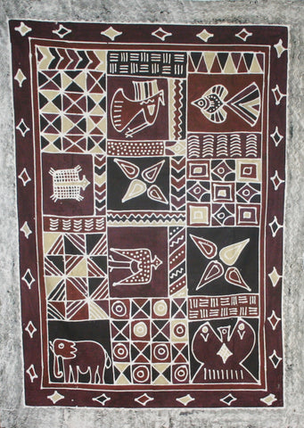 African Batik Zimbabwe Tapestry 57" X 78" Handmade