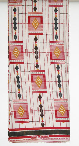 African Fabric 6 Yards Tisse de Woodin Vlisco Classic Red, White, Black - Cultures International From Africa To Your Home