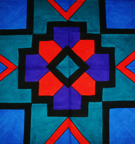 Geometric African Table Overlay Wall Hanging Multicolored 29" Sq.