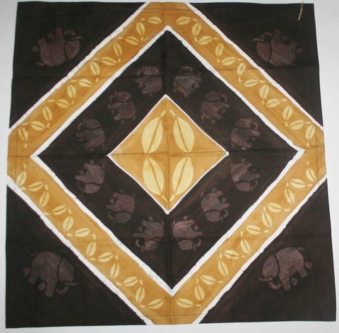 Elephant Walk African Table Overlay Brown Gold Wall Hanging 29" X 31"