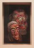 Mask Copper Chokwe Relief Art in Custom Shadow Box Handcrafted Wood 25"W X 33"H X 3.5"D - Cultures International From Africa To Your Home