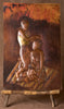 African Copper Art Tribal Women Braiding Hair With Baby 15.5" X 23.5" Congo D.R.C. - Cultures International From Africa To Your Home