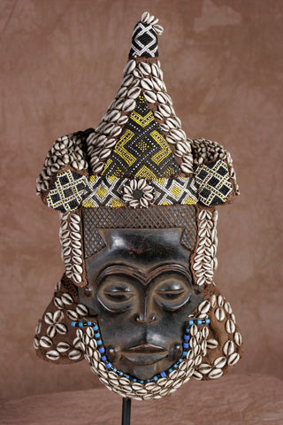 African Flat Lele Helmet Mask for Dancing Congo DRC