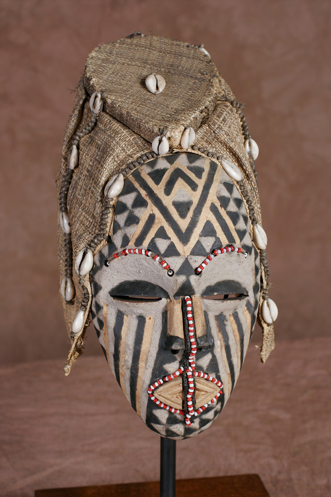 African Kuba Queen Nagadia Mwash Mask Vintage Congo DRC - Cultures International From Africa To Your Home