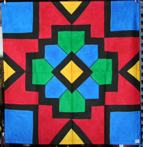 African Table Overlay Wall Hanging Multicolored 29" Sq.