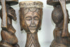Luba 4-Mask Drum  & Two Female Caryatid Stools Antique, Collectible Congo Zaire - Cultures International From Africa To Your Home