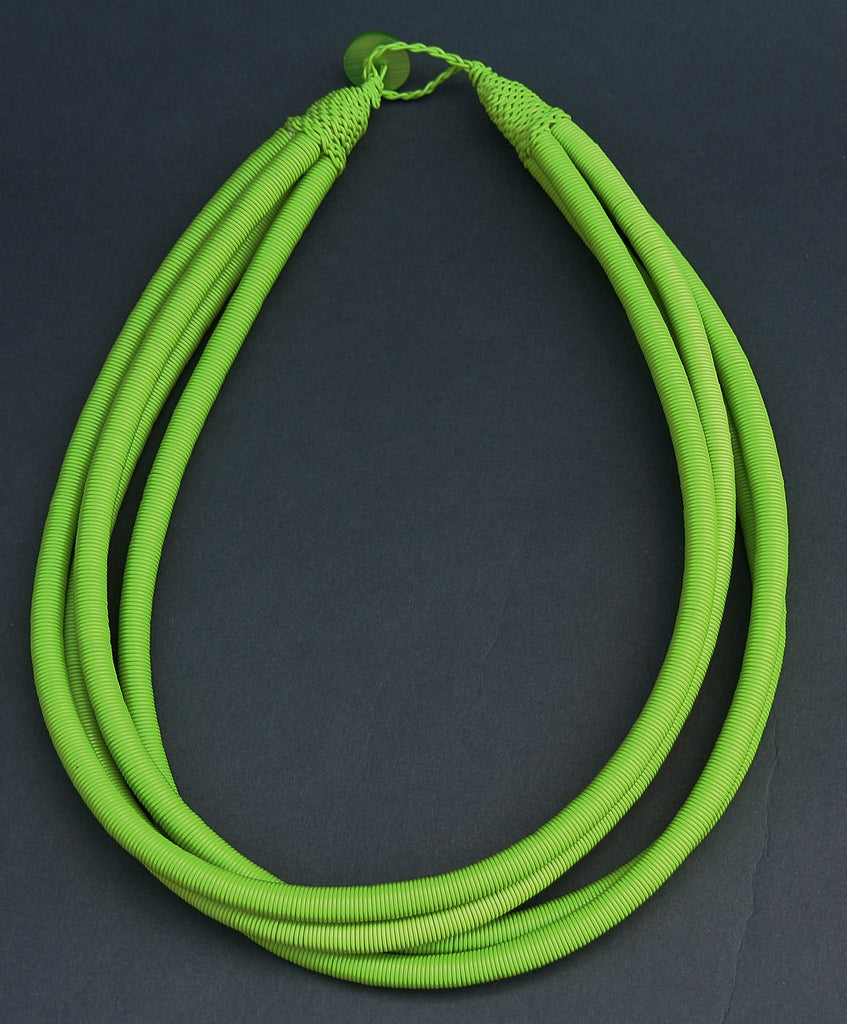 African Telephone Wire Green Rope Necklace - Cultures International From Africa To Your Home