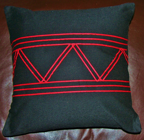Designer African Tribal Pillow Handmade Black Red South Africa