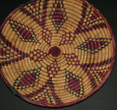 African Ceremonial Serving Basket 20.5"D X 4"H Handcrafted in Ghana