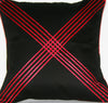 Designer African Xhosa Tribal Black Pillow Red Applique Design Crossing Paths 16" X 16.5" - Cultures International From Africa To Your Home
