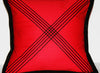 Designer African Tribal Pillow Red Black Applique Design Crossing Paths 16" X 16.5" - Cultures International From Africa To Your Home