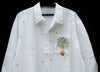 White Lounging Shirt Dress Embroidered Lemon Tree Handmade in Madagascar - Cultures International From Africa To Your Home