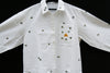 White Lounging Shirt Dress Embroidered Bees  of Madagascar Handmade - Cultures International From Africa To Your Home