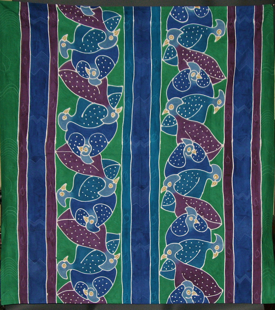 Guinea Fowl Tablecloth Wall Hanging 57"X 62" Hand Painted - South Africa - Cultures International From Africa To Your Home