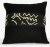 African Mud Cloth Bogolon Applique Pillow Black White Authentic Vintage - Handcrafted in DRC  18"X18" - Cultures International From Africa To Your Home