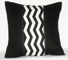 African Wave Designer Pillow Black White Applique 18" X 18" Handwoven African Fabric Cushion Cover - Cultures International From Africa To Your Home
