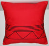 Pillow Red Black African Xhosa Tribal Design Geometric Applique 16" X 16" - Cultures International From Africa To Your Home