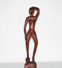 African Sculpture Mahogany Female Nude III  Vintage Handcrafted in Tanzania 17.5"H X 3.5"W X 3.5"D - Cultures International From Africa To Your Home
